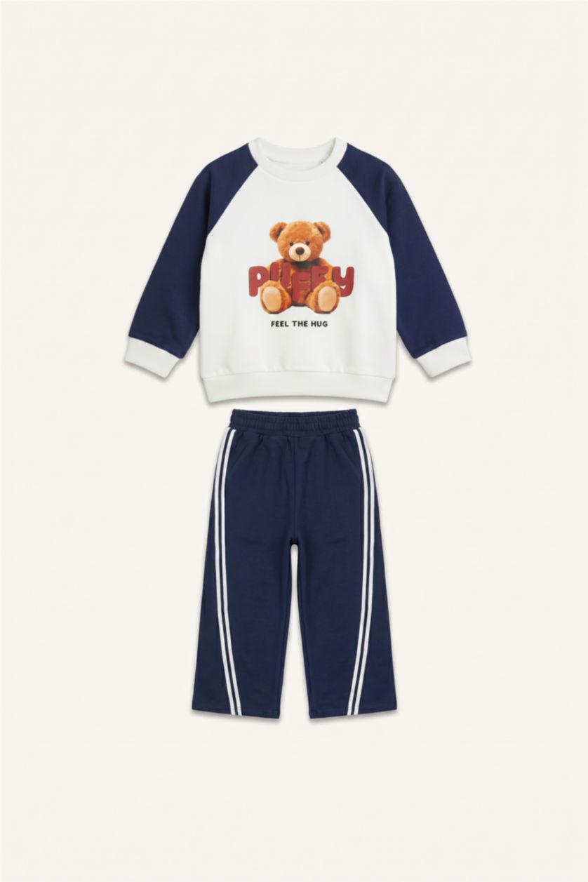 Kız Bebek Lacivert %100 Pamuk Regular Fit Ayıcıklı 2'li Takım Kız Bebek