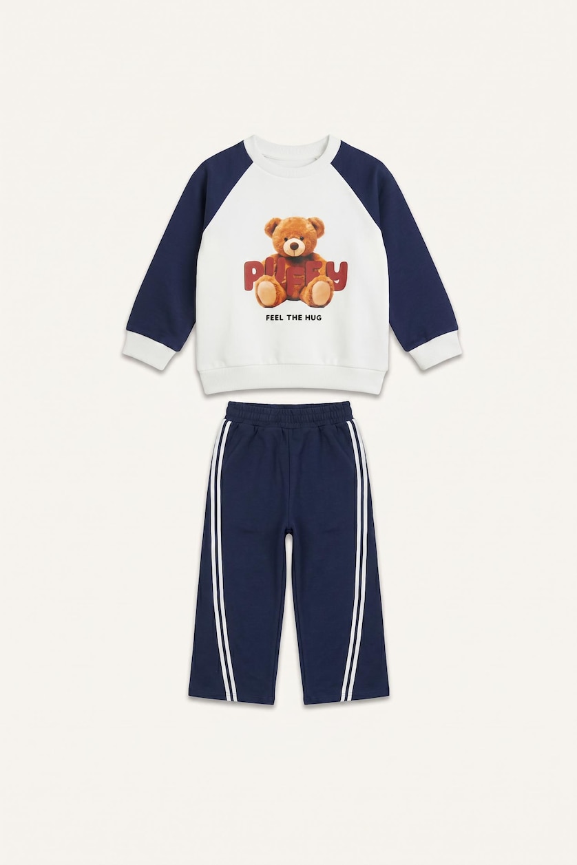 BABY GIRL NAVY Baby Girl 100% Cotton Regular Fit Teddy Bear 2 Piece Set