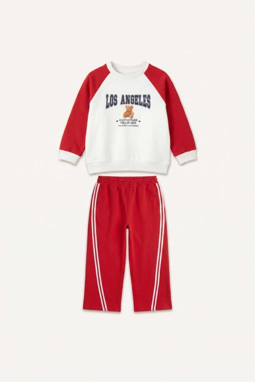 Kız Bebek Kırmızı Regular Fit Ayıcıklı 2'li Takım Kız Bebek