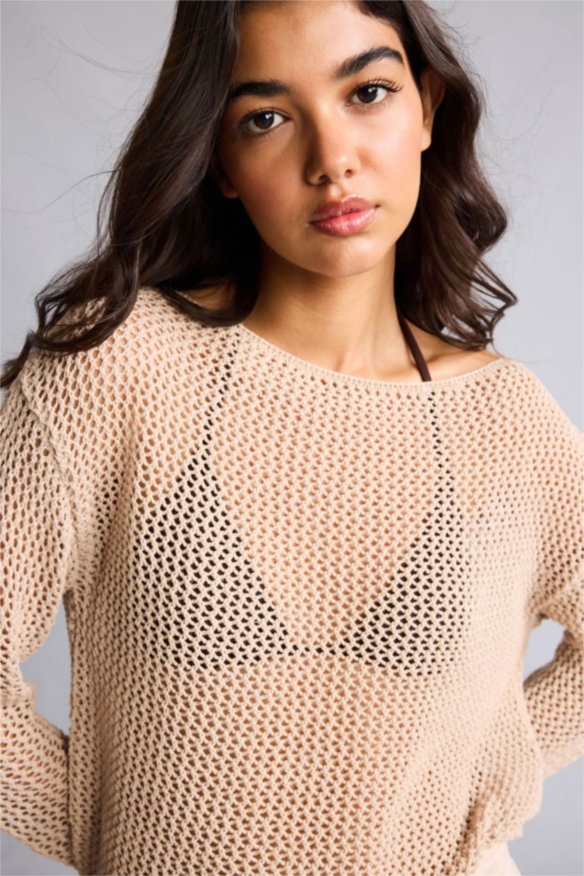 Women Beige Regular Fit Knitwear Pullover