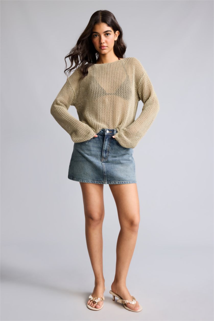 Women Khaki Regular Fit Knitwear Pullover