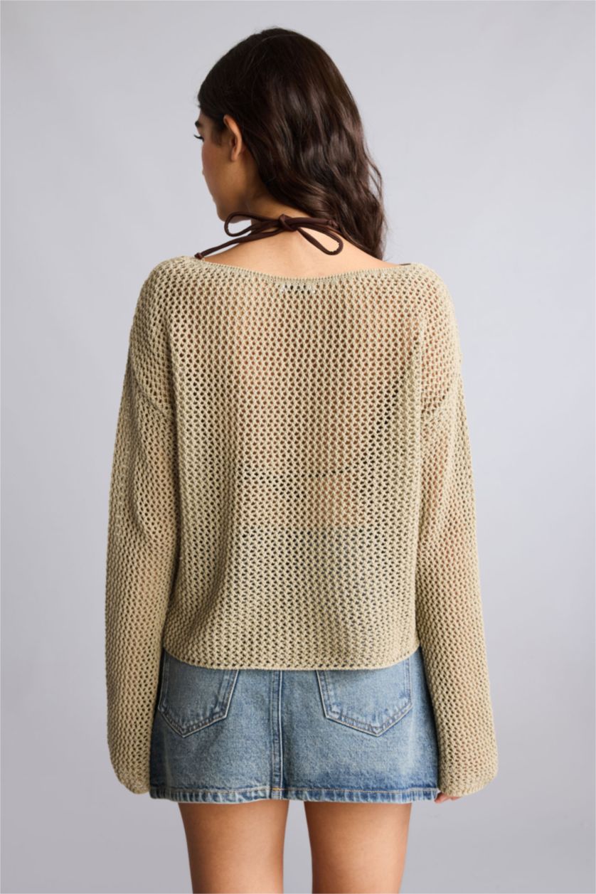 Women Khaki Regular Fit Knitwear Pullover