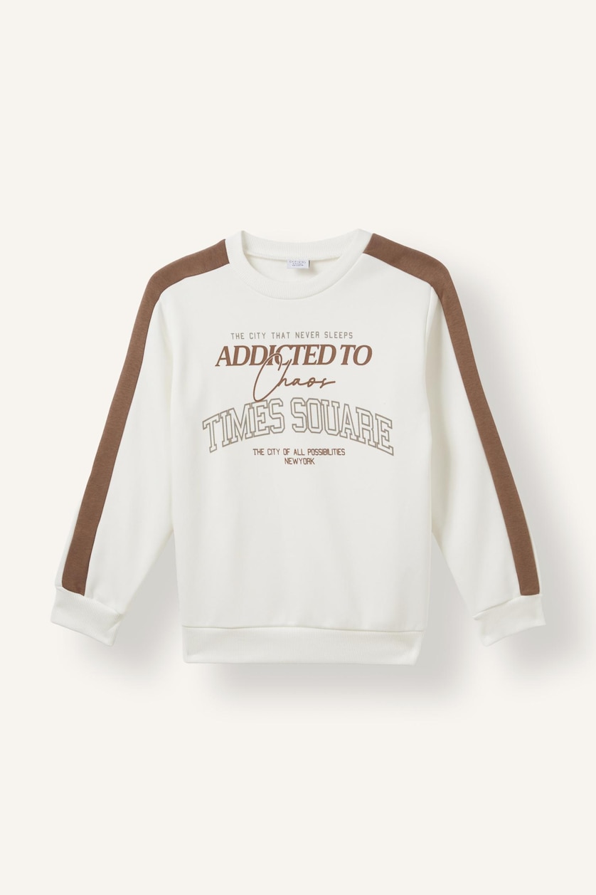 Young Boys - Teen Boys Light Brown 2 piece Oversize Fit Crew Neck Slogan Set