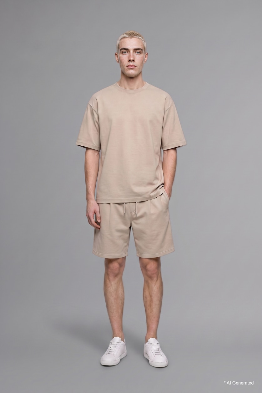 رجال اللون الحجري Loose Fit Basic Crew Neck Short Sleeve T-Shirt