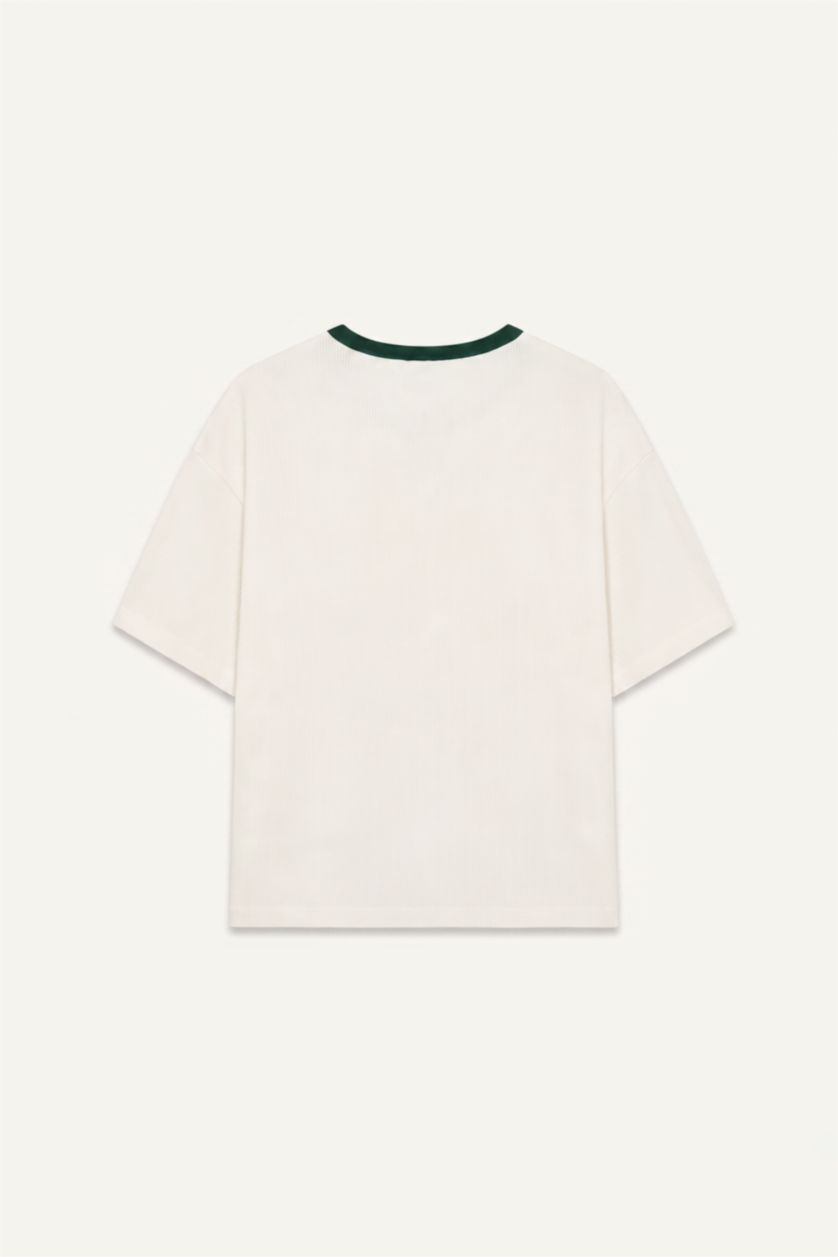 Men Dark Green Boxy Fit Short Sleeve T-Shirt