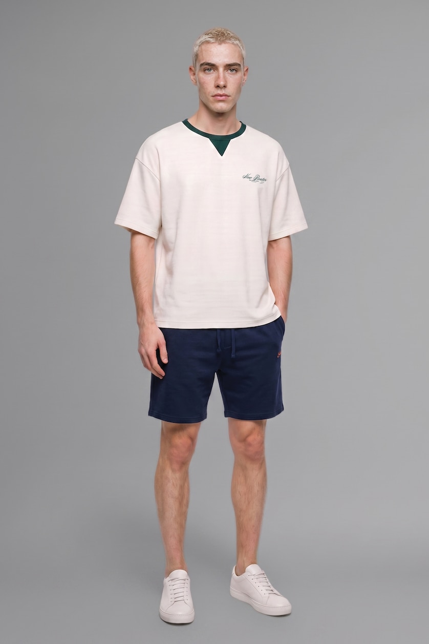 Men Dark Green Boxy Fit Short Sleeve T-Shirt