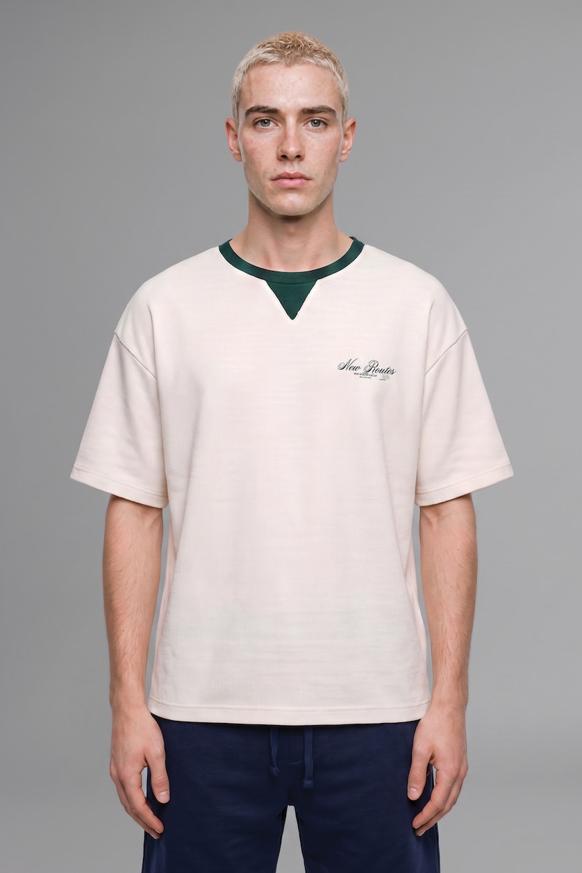 Men Dark Green Boxy Fit Short Sleeve T-Shirt