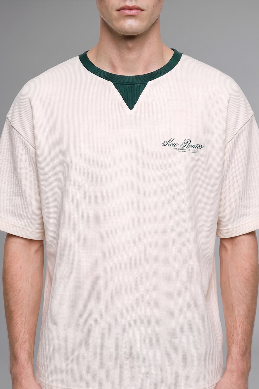 Men Dark Green Boxy Fit Short Sleeve T-Shirt