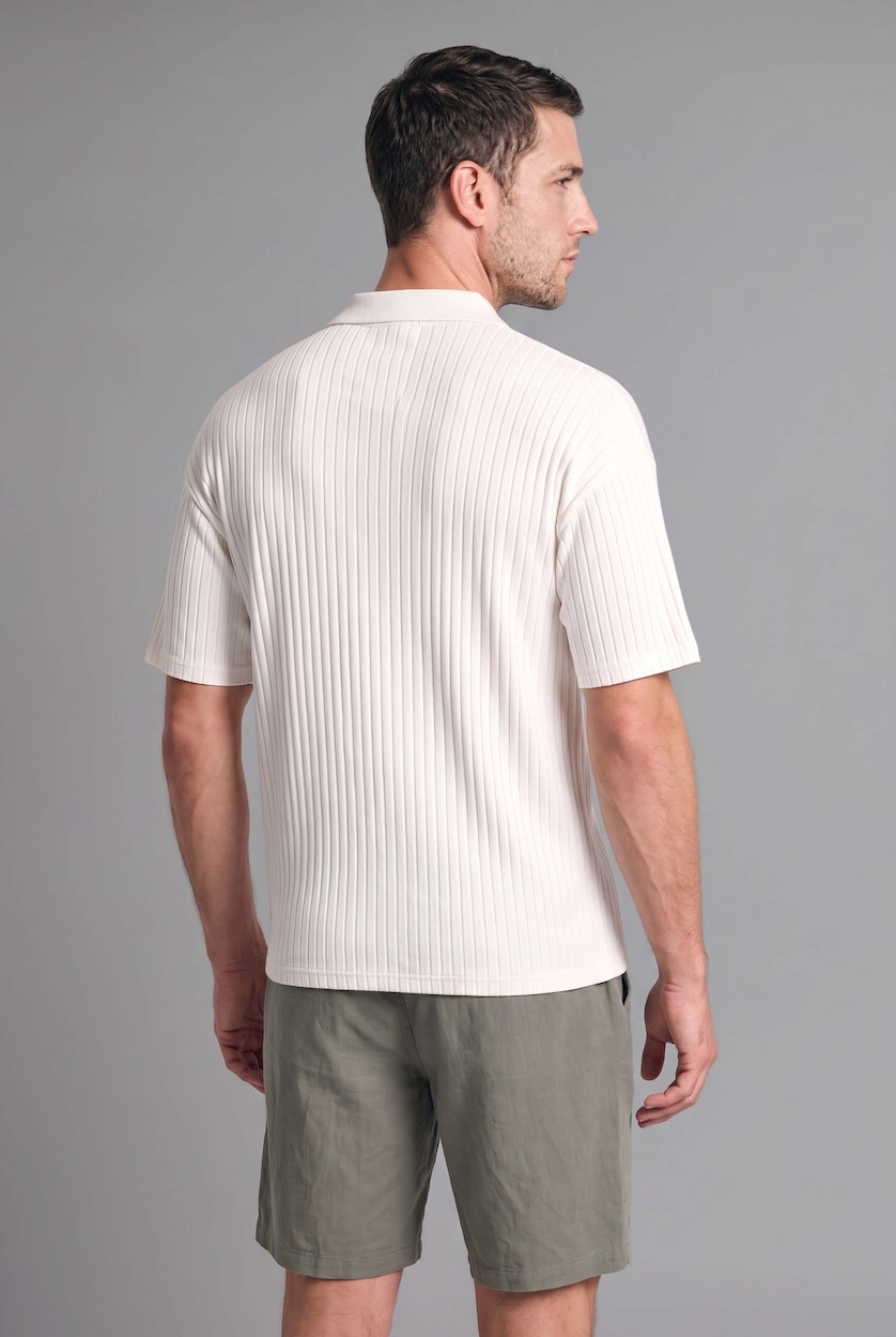 MAN Ecru Boxy Fit Camisole Short Sleeve Polo T-Shirt