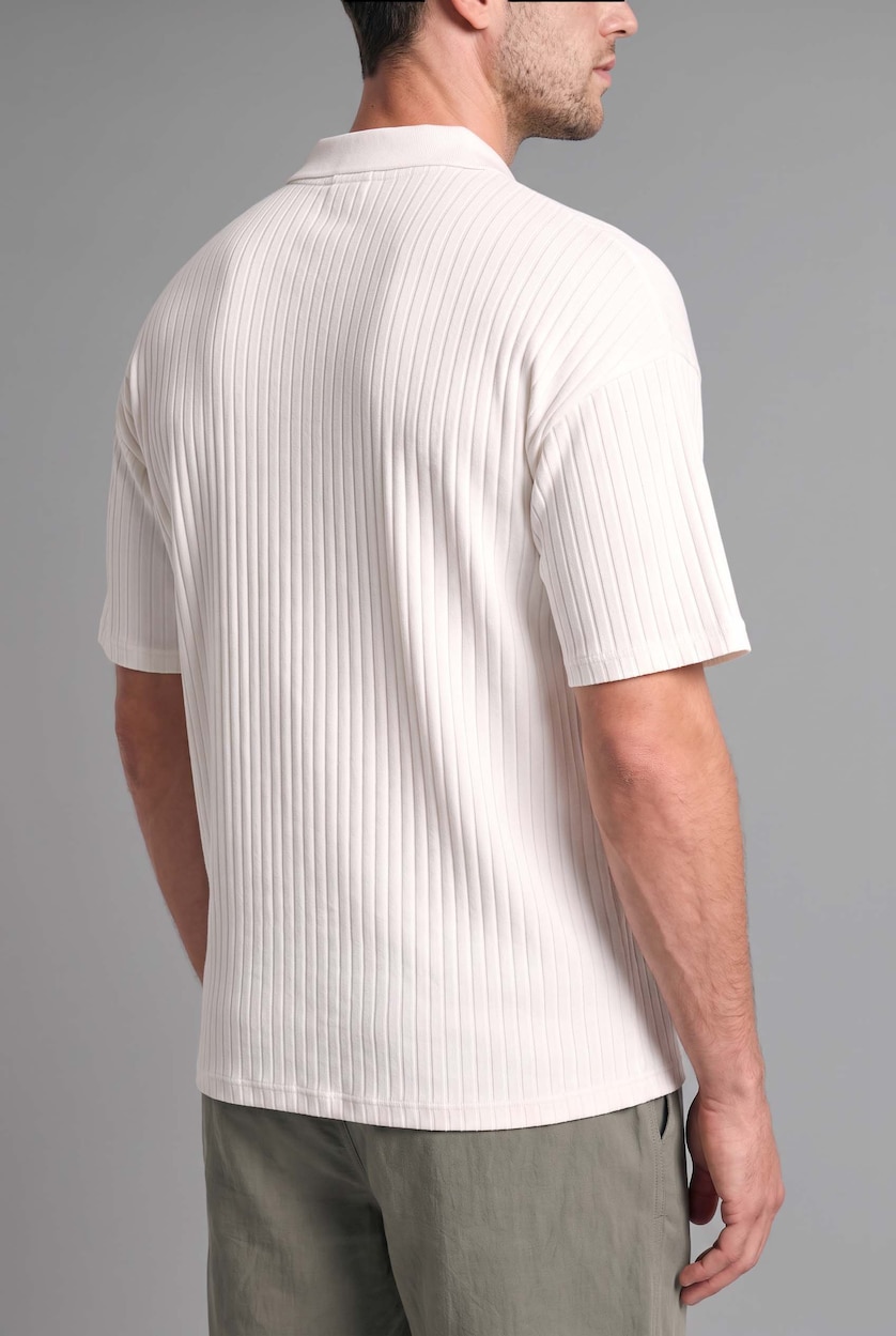 MAN Ecru Boxy Fit Camisole Short Sleeve Polo T-Shirt