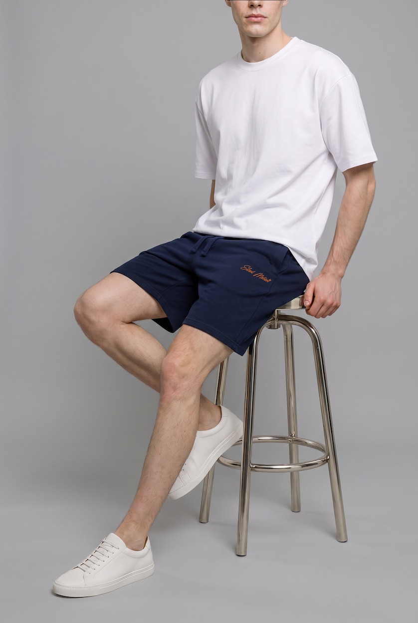Men NAVY Relaxed Fit Elastic Waist Shorts
