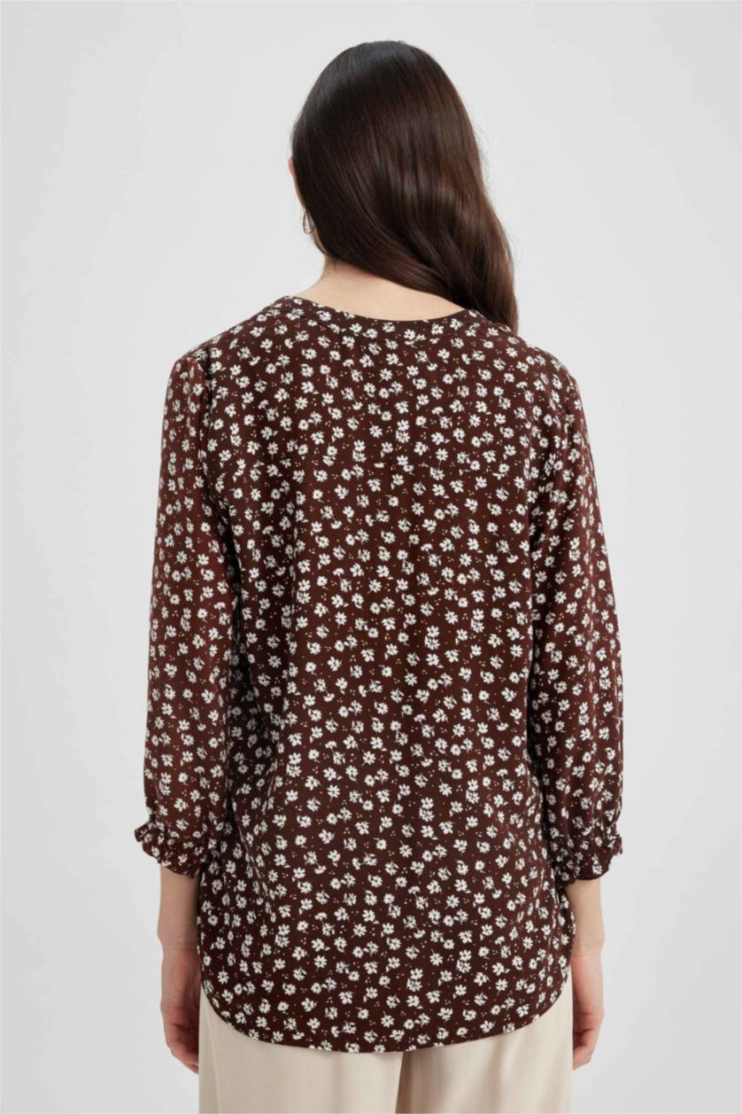 WOMAN Dark Camel Regular Fit Long Sleeve Shirt
