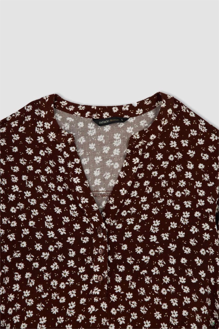 WOMAN Dark Camel Regular Fit Long Sleeve Shirt