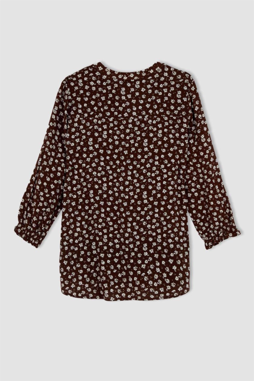 WOMAN Dark Camel Regular Fit Long Sleeve Shirt
