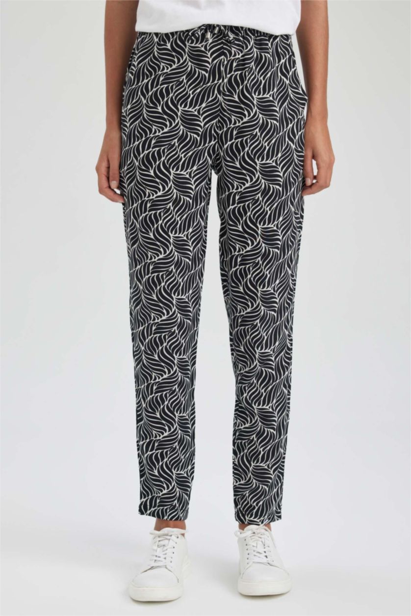 FEMME Noir Pantalon Viscose Avec Poches