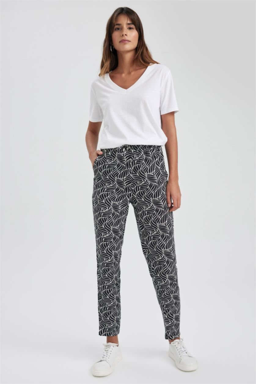 FEMME Noir Pantalon Viscose Avec Poches