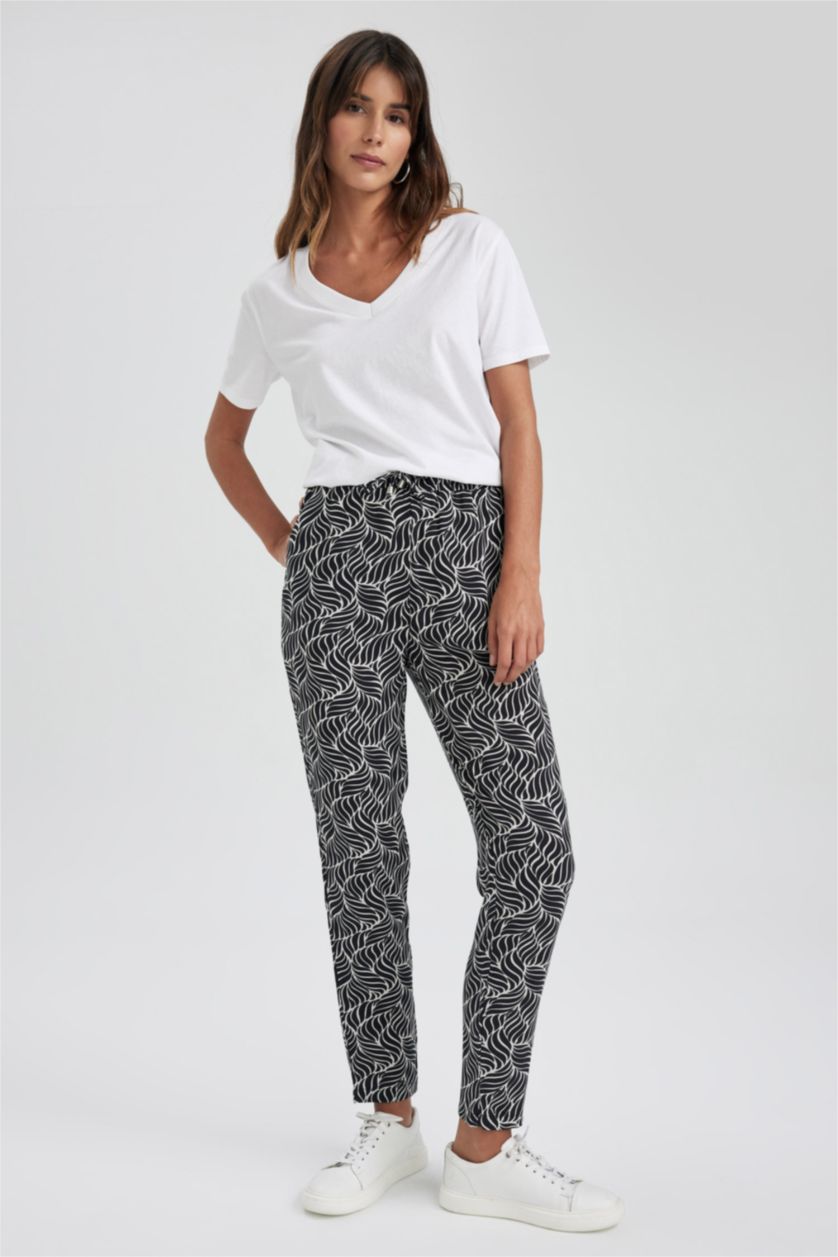 FEMME Noir Pantalon Viscose Avec Poches