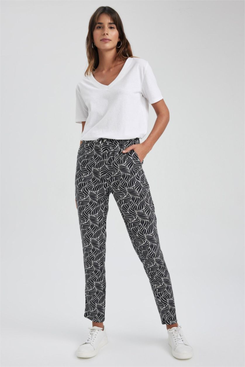 FEMME Noir Pantalon Viscose Avec Poches