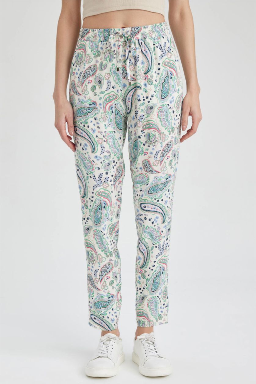 FEMME Écru Pantalons Viscose Taille haute à poches Harem