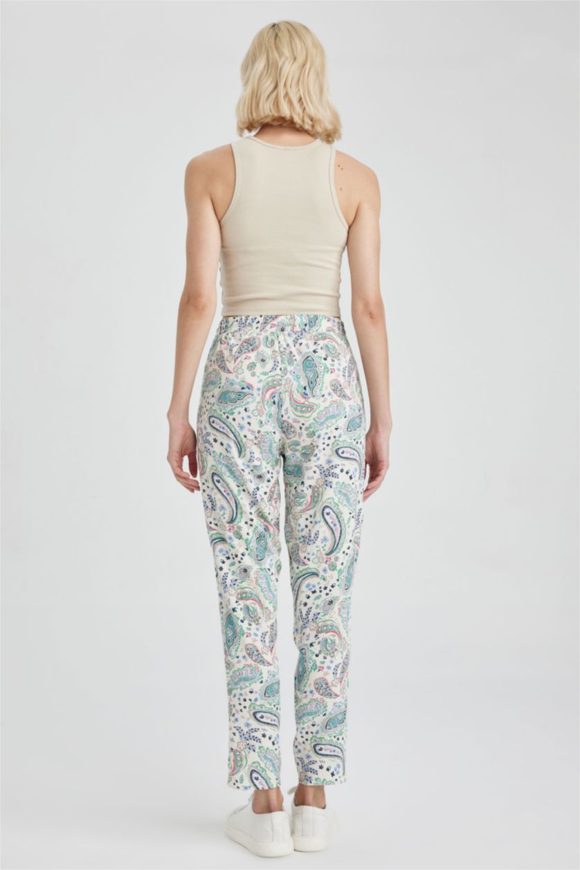 FEMME Écru Pantalons Viscose Taille haute à poches Harem