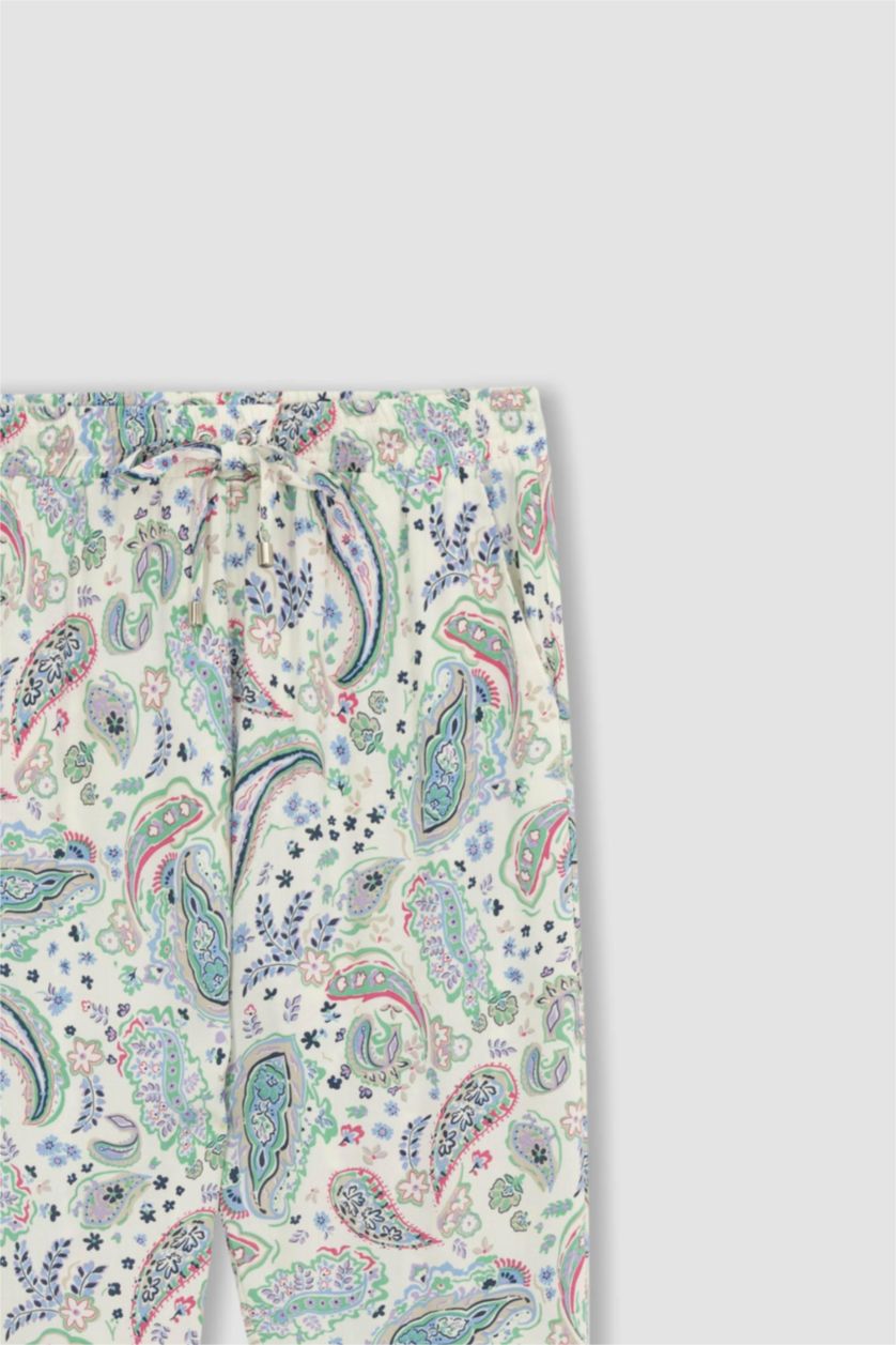 FEMME Écru Pantalons Viscose Taille haute à poches Harem