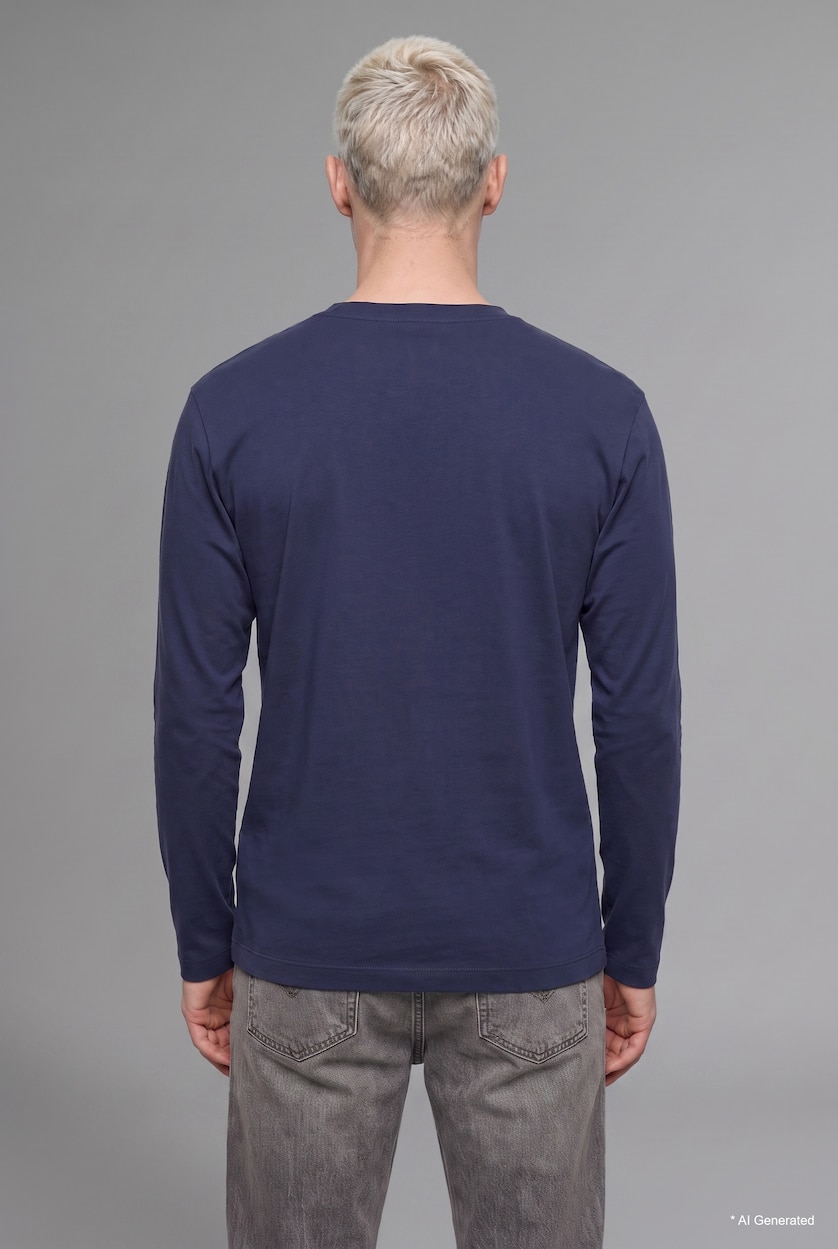 رجال نيلي Boxy Fit Crew Neck Cotton Basic T-Shirt