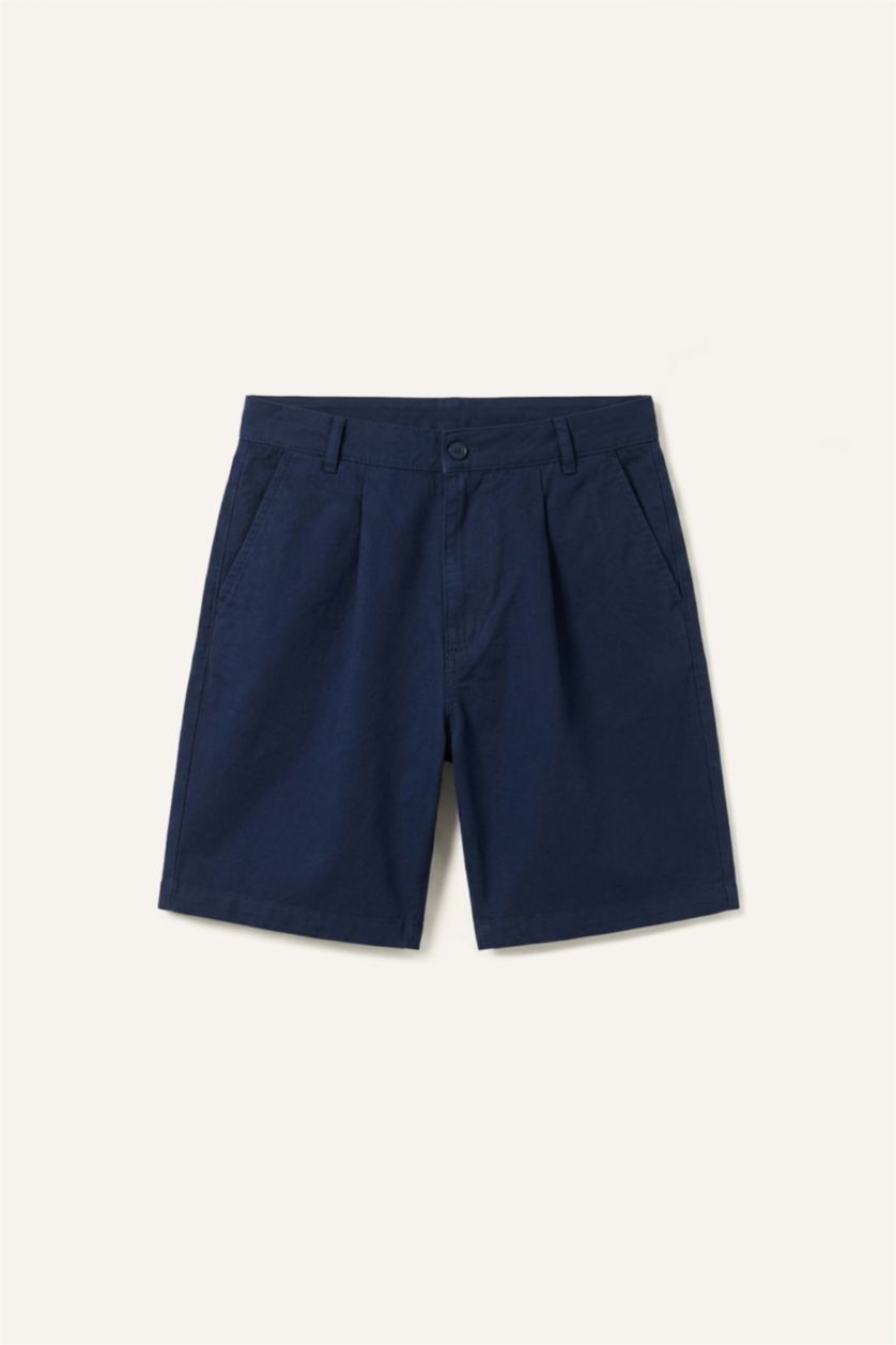 Erkek Lacivert Relaxed Fit Bermuda Şort