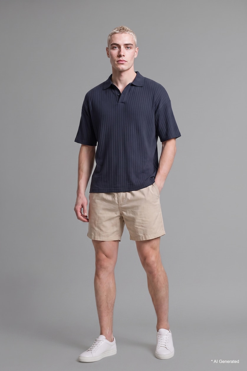 Erkek Kum %100 Pamuk Relaxed Fit Bermuda Şort