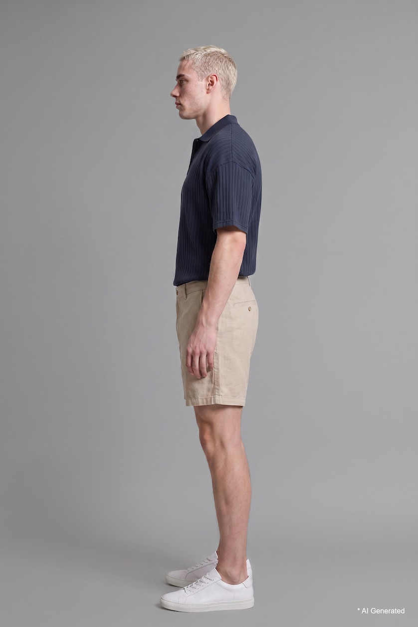 Erkek Kum %100 Pamuk Relaxed Fit Bermuda Şort