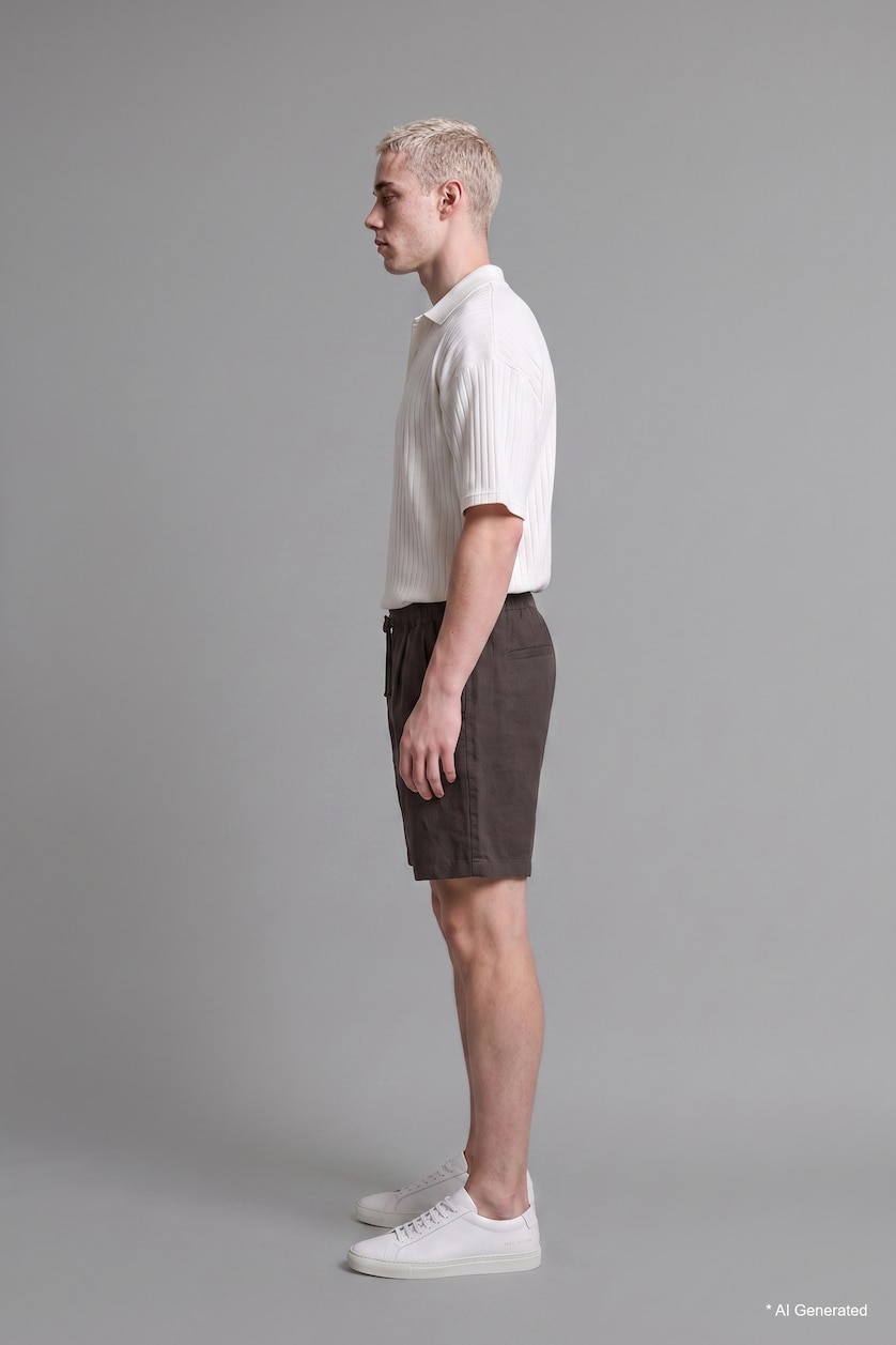 Erkek Kahve %100 Pamuk Relaxed Fit Bermuda Şort