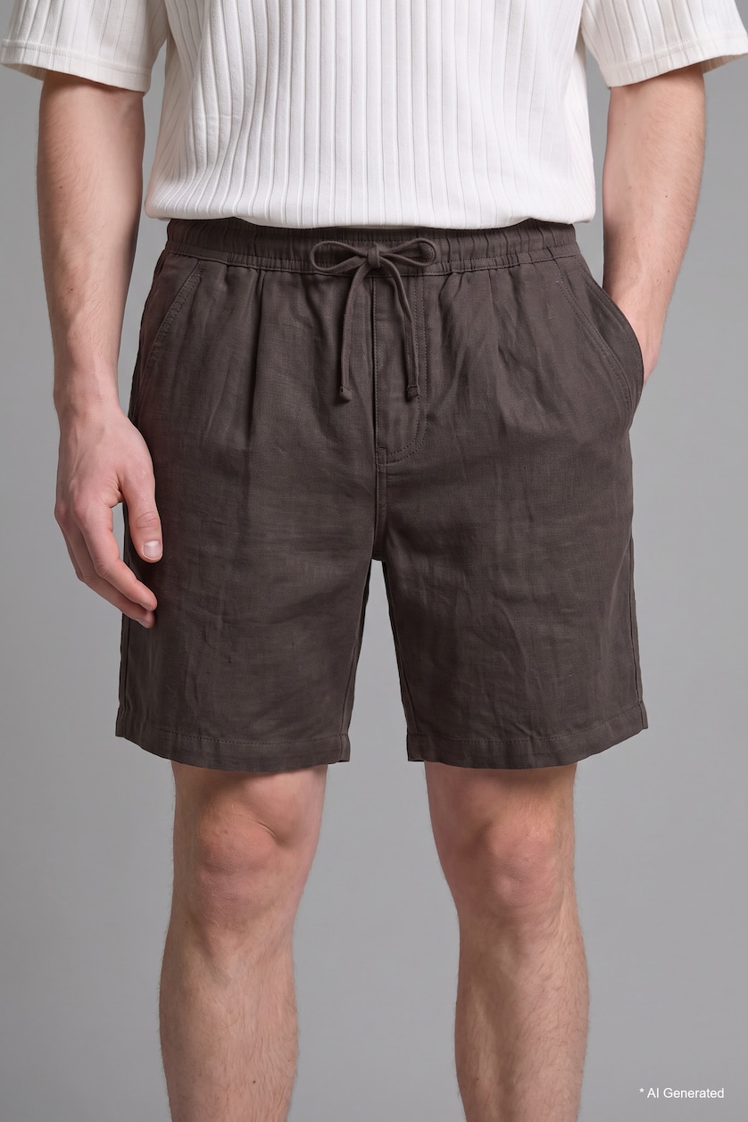 Erkek Kahve %100 Pamuk Relaxed Fit Bermuda Şort