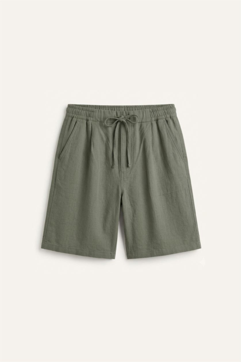 Erkek Açık Haki Relaxed Fit Bermuda Şort