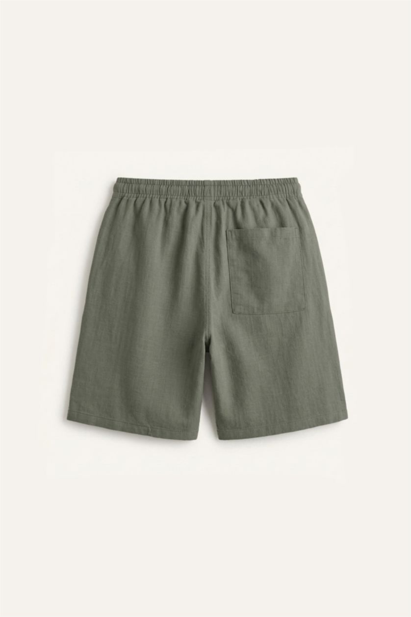 Erkek Açık Haki Relaxed Fit Bermuda Şort