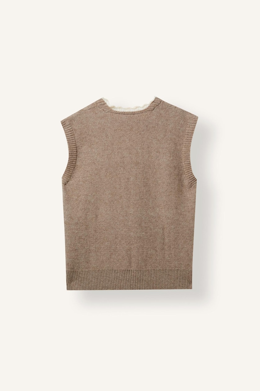Women Beige Relax Fit V-Neck
