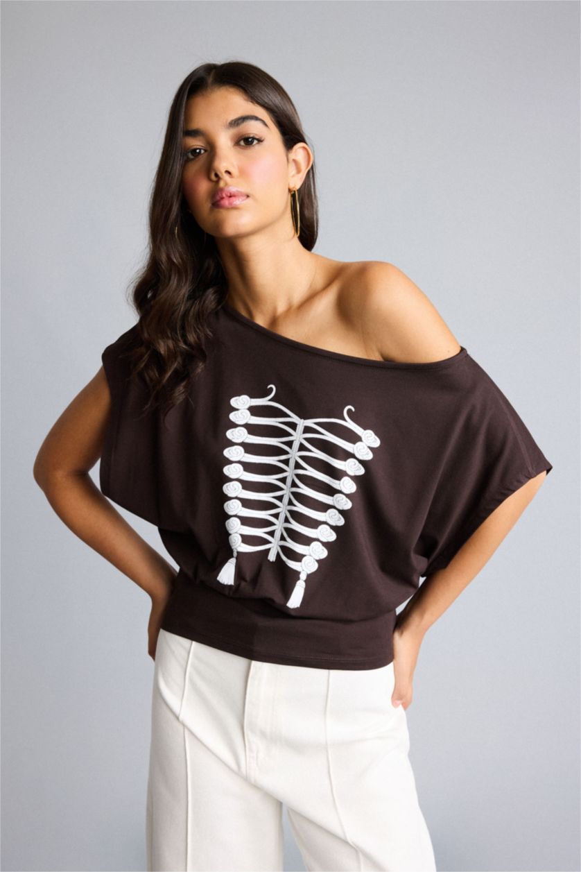 Women Brown Regular Fit Short Sleeve T-Shirt