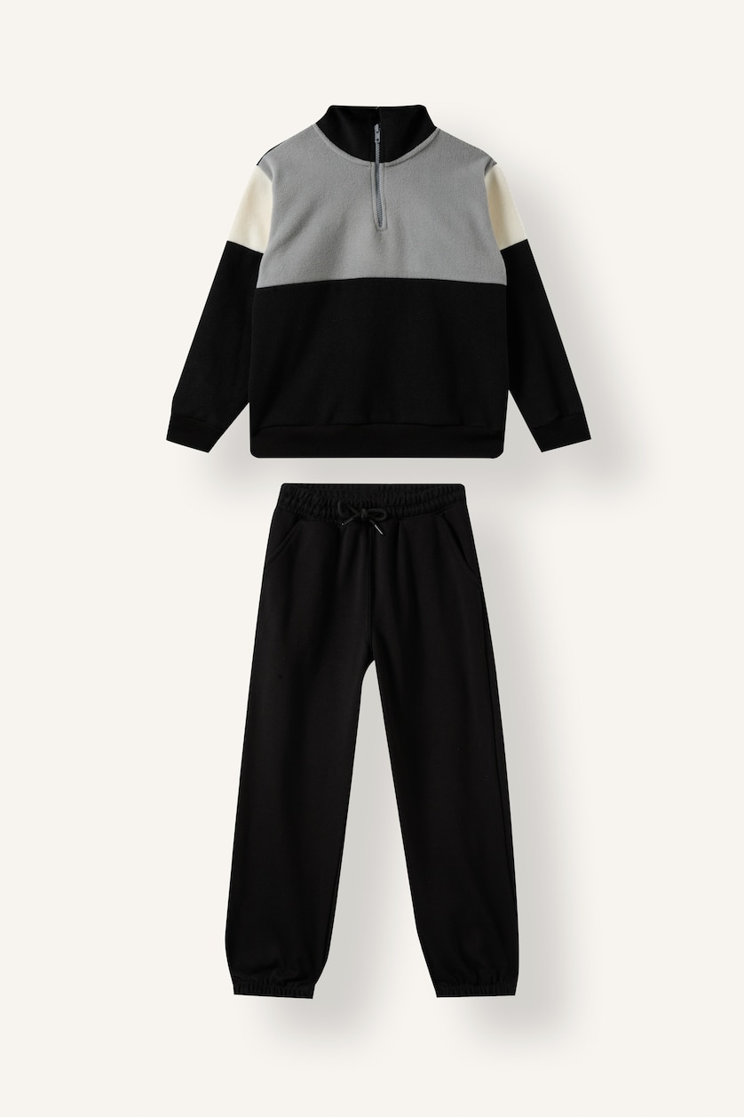 Young Boys - Teen Boys Black Man 2 piece Regular Fit High Neck Set