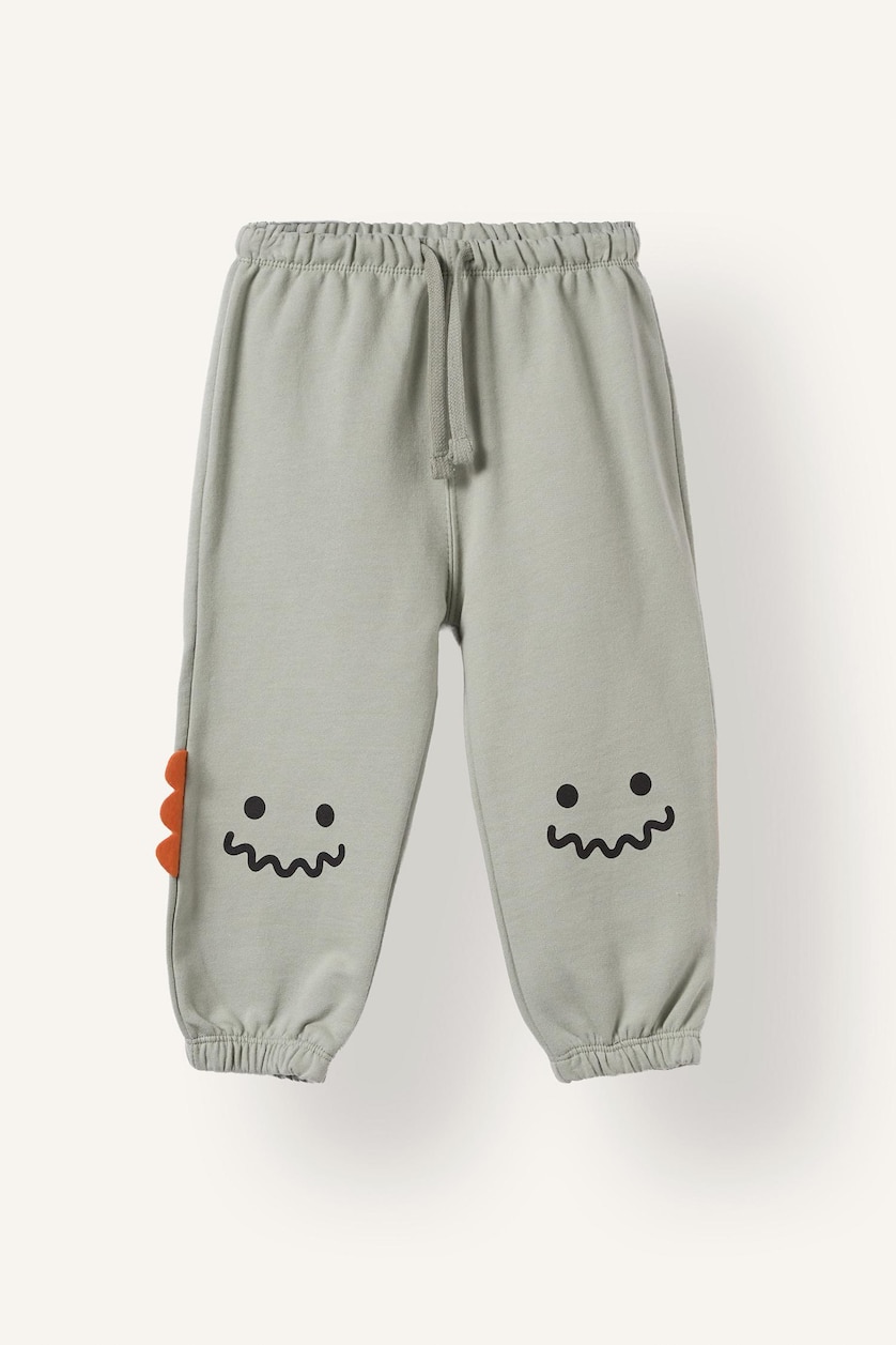 Baby Boys Light Khaki 2 piece Regular Fit Crew Neck Animal Set