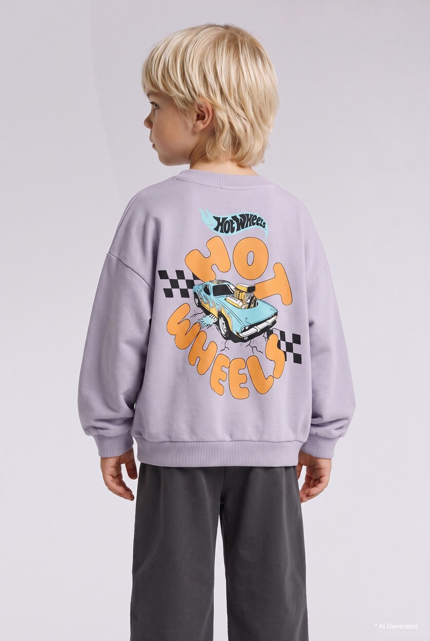 Baby Boys Light Lilac 2 piece Regular Fit Crew Neck Hot Wheels Licensed Set