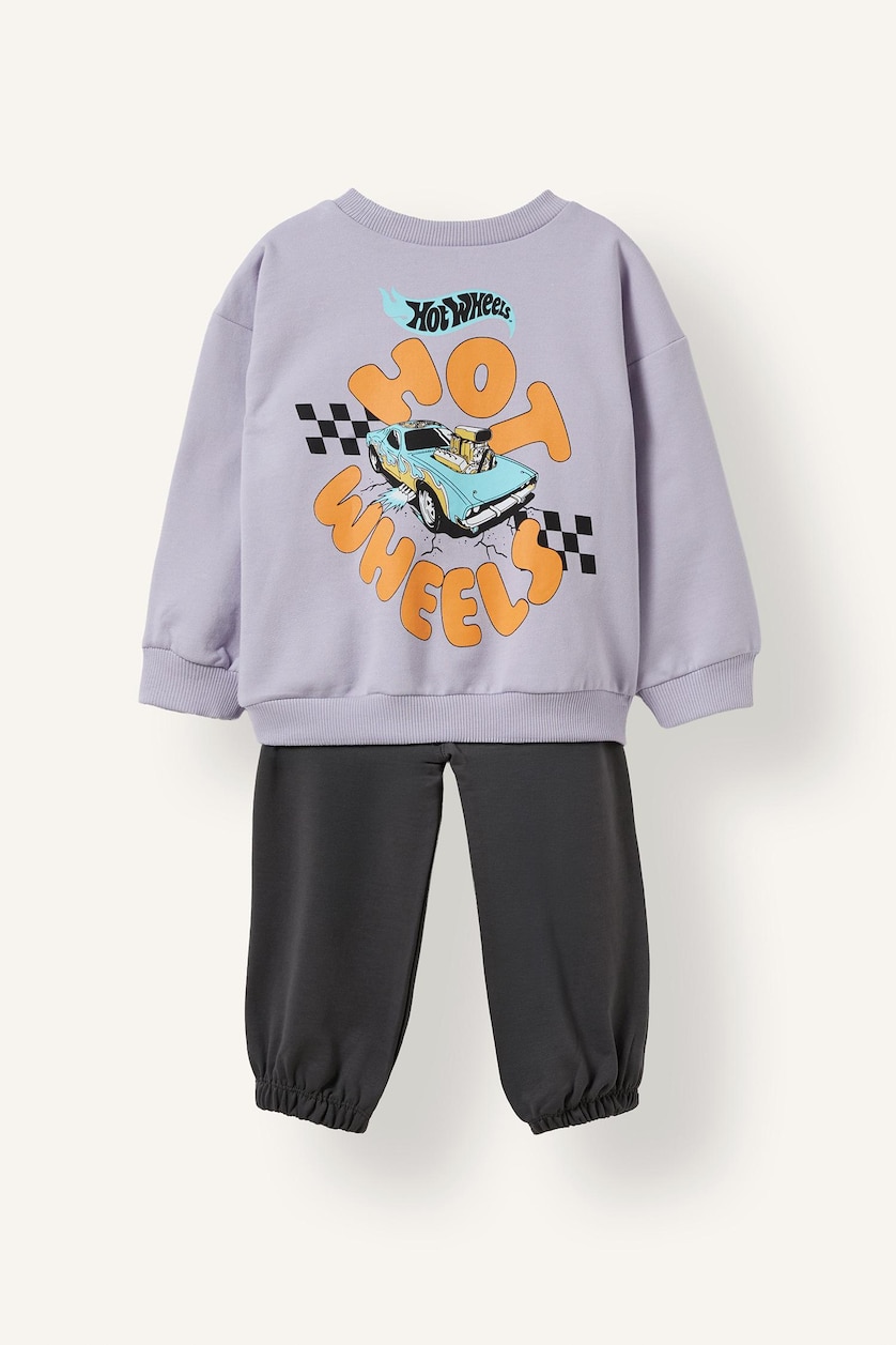 Baby Boys Light Lilac 2 piece Regular Fit Crew Neck Hot Wheels Licensed Set