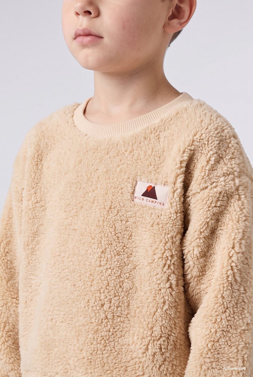 Baby Boy Beige 2 piece Regular Fit Crew Neck Set
