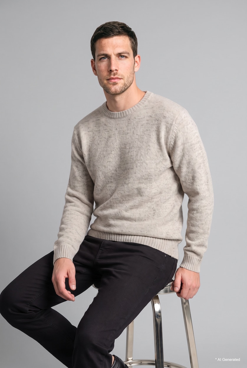 Men Sand Standard Fit Knitwear Pullover