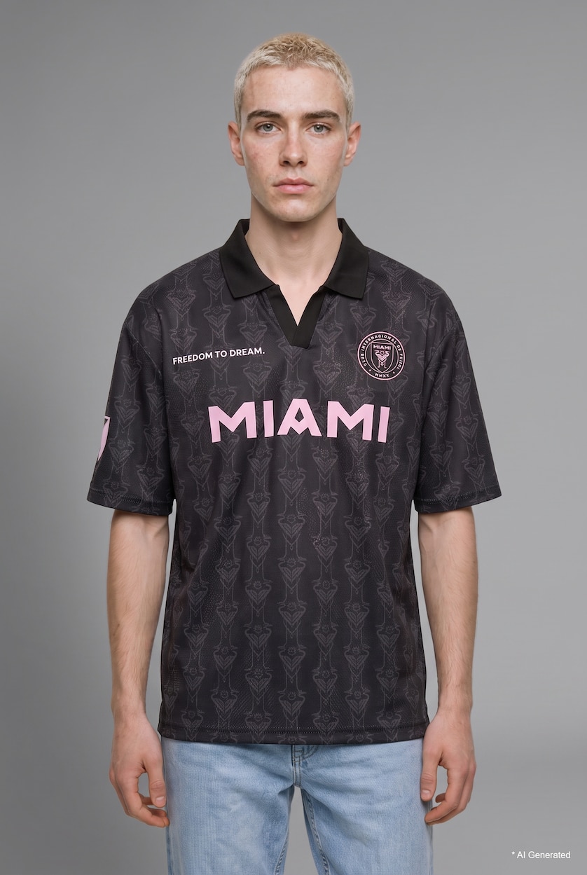Men Anthracite MLS Boxy Fit Patterned Printed Polo T-Shirt