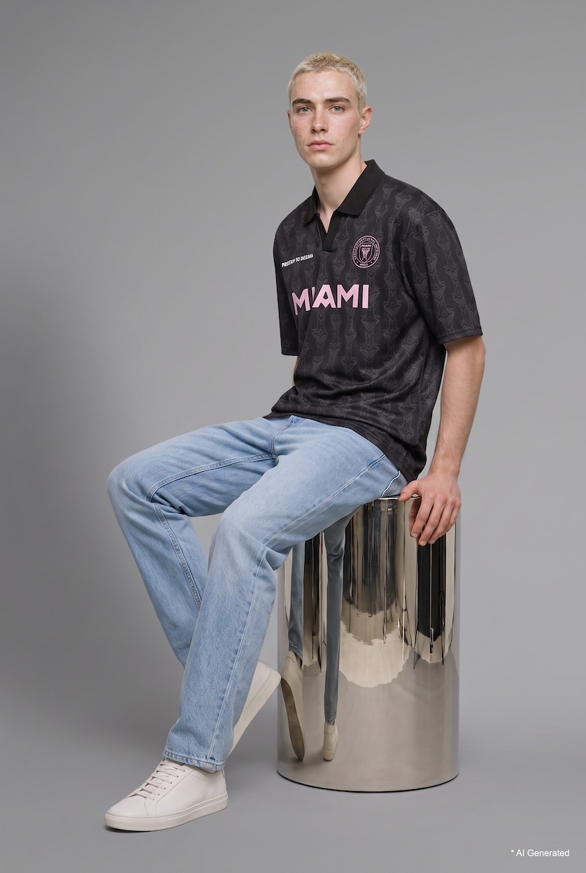 Men Anthracite MLS Boxy Fit Patterned Printed Polo T-Shirt