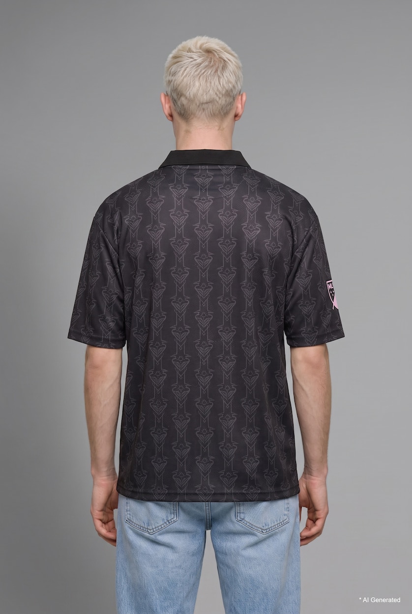 Men Anthracite MLS Boxy Fit Patterned Printed Polo T-Shirt