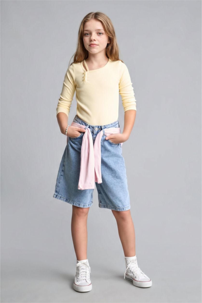 Young Girls - Teen Girls Light Yellow Long Sleeve T-Shirt