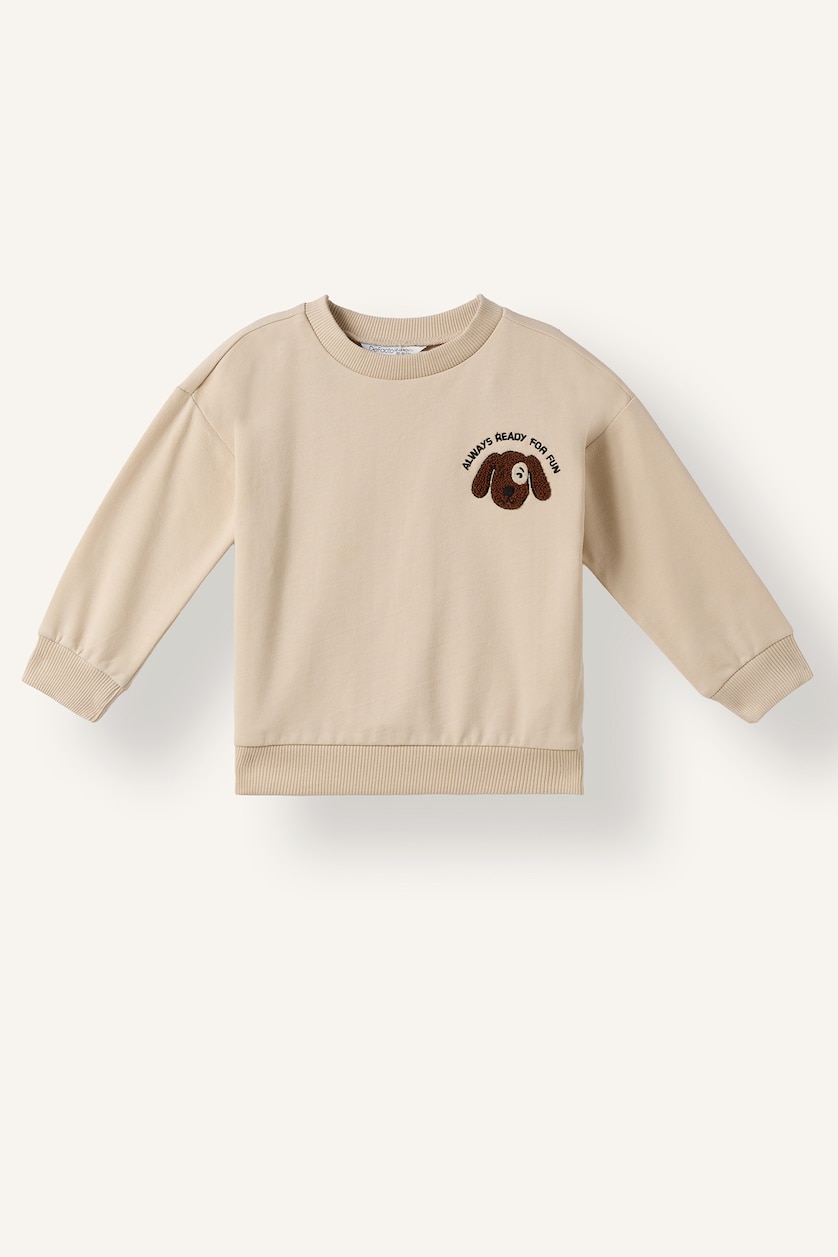 Erkek Bebek Taş %100 Pamuk Oversize Baskılı Sweatshirt Erkek Bebek