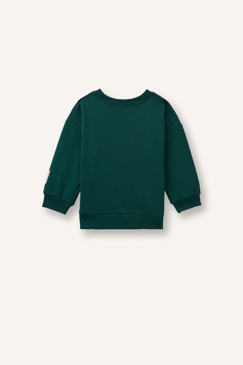 Baby Boys Dark Green Oversize Fit Animal Print Sweatshirt