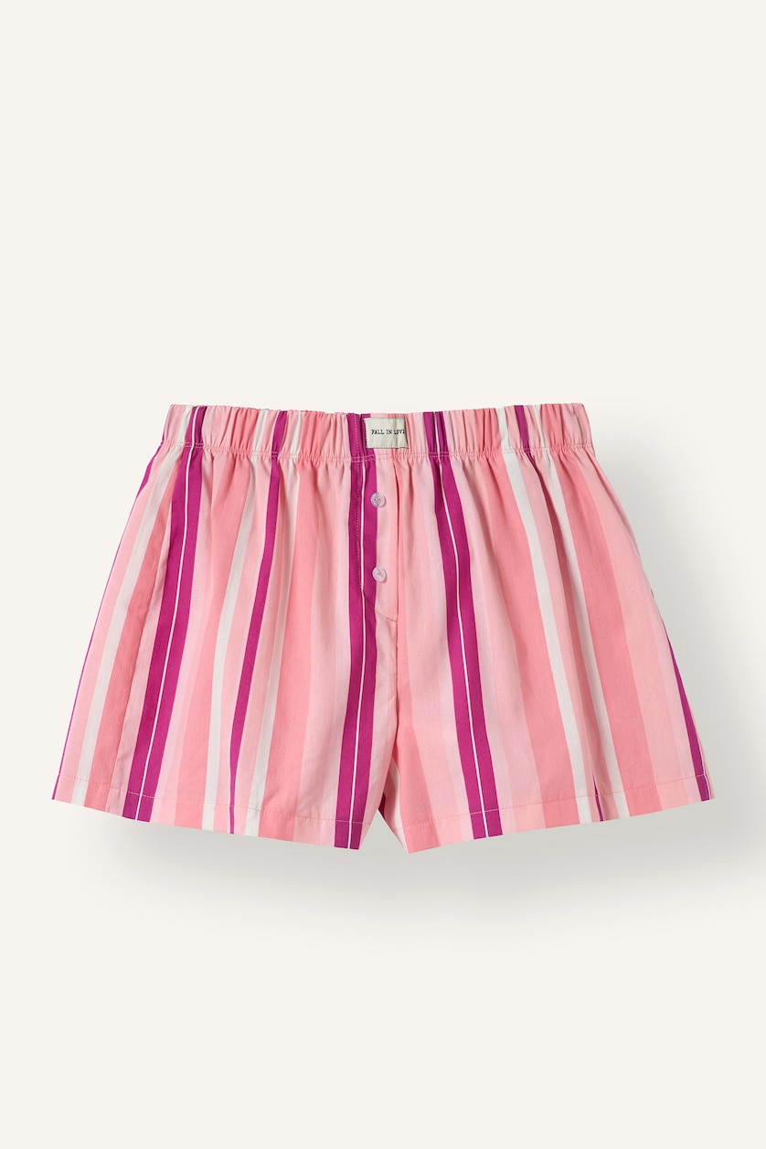 Kadın Pembe Çizgili Şort Pijama Altı