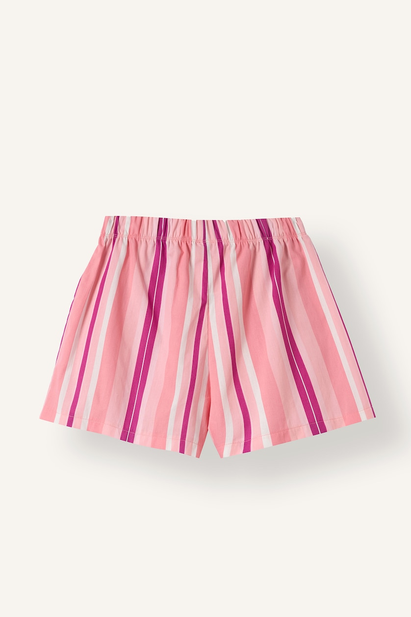 Kadın Pembe Çizgili Şort Pijama Altı