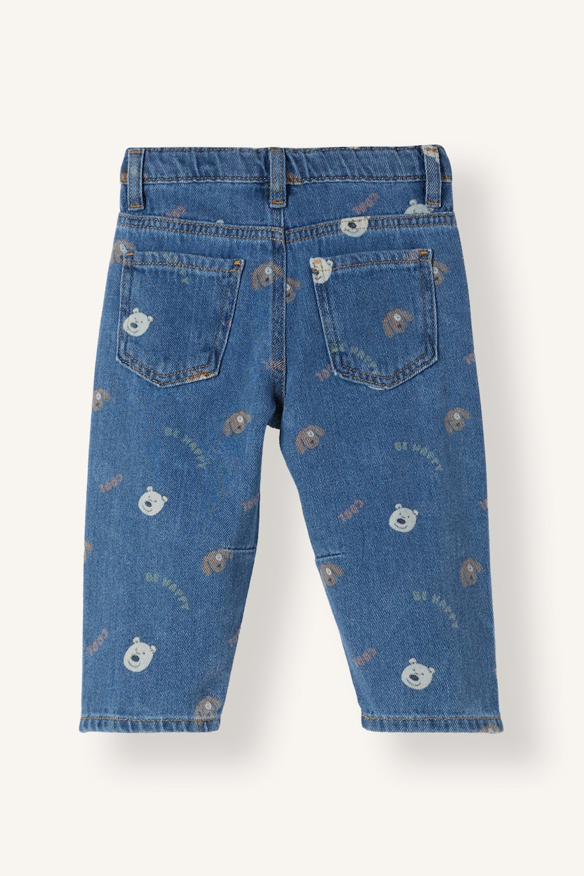Baby Boys Light Blue Animal Print Denim Trousers